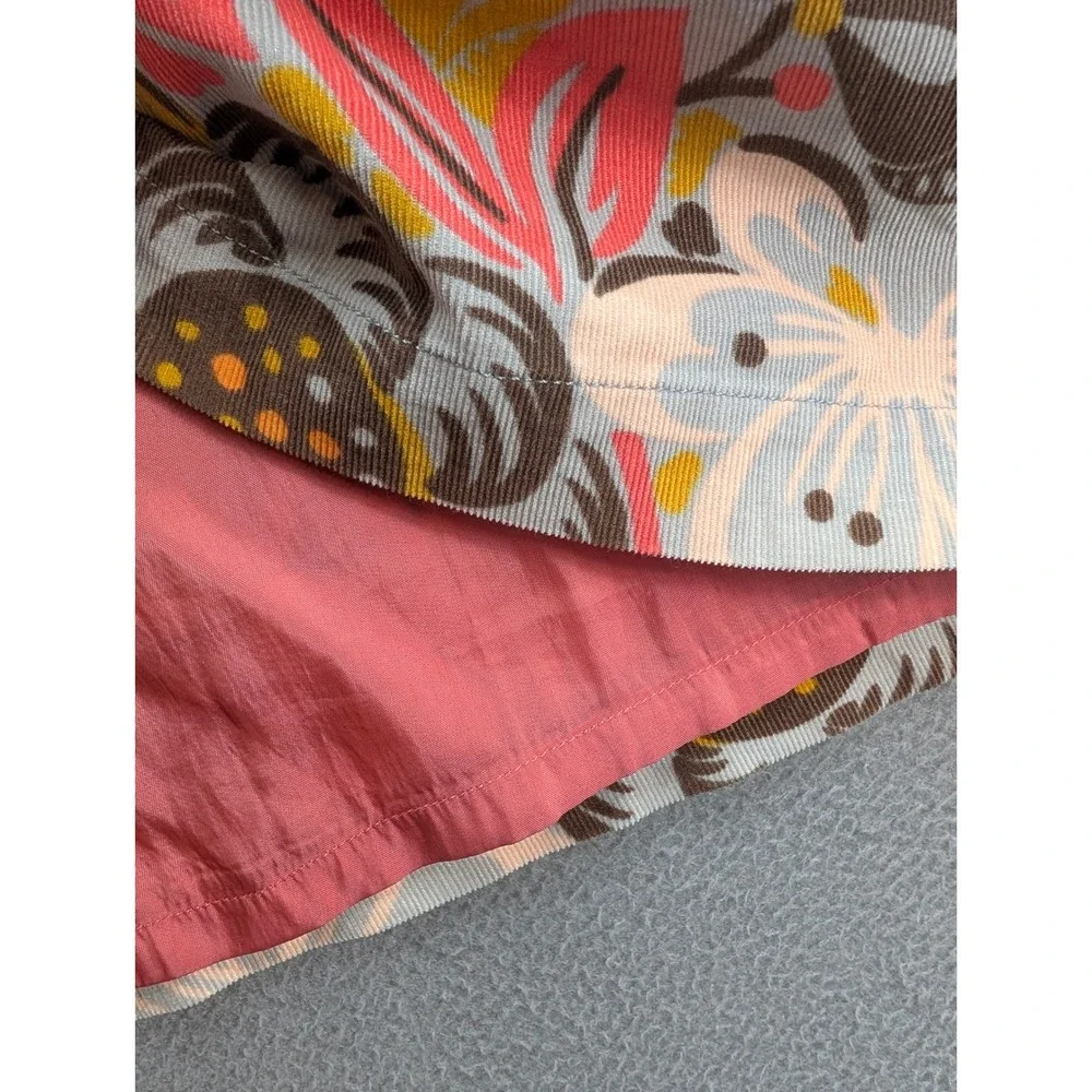 Y2K Boden Floral Corduroy Mini Skirt Size 4 Multicolor Knee Length Boho Academia